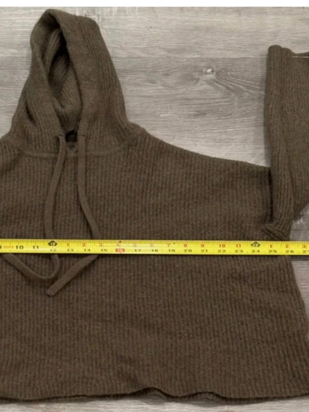 Jenni Kayne Hooded Sweater Baby Alpaca Wool Relaxed Knit Olive Green Womens XXL - Picture 8 of 8